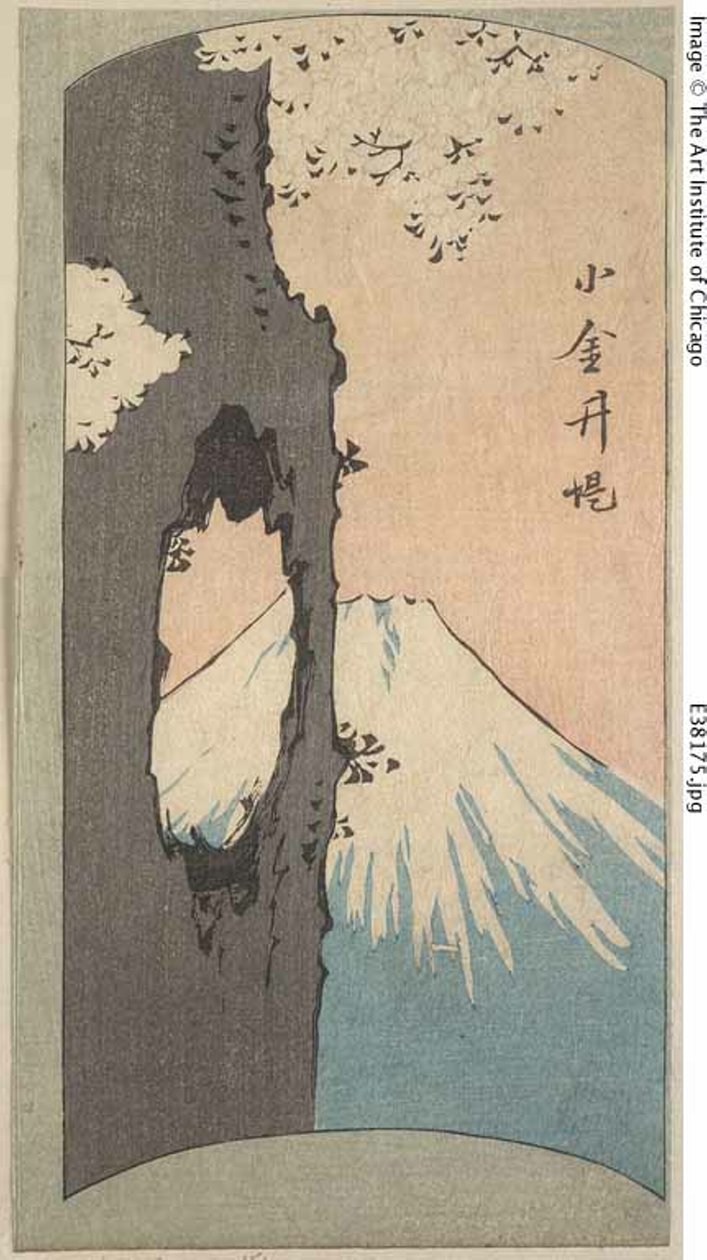 Koganei, sektion af et ark fra serien "Udklippede billeder af berømte steder i Edo (Edo meisho harimaze zue)" af Utagawa Hiroshige