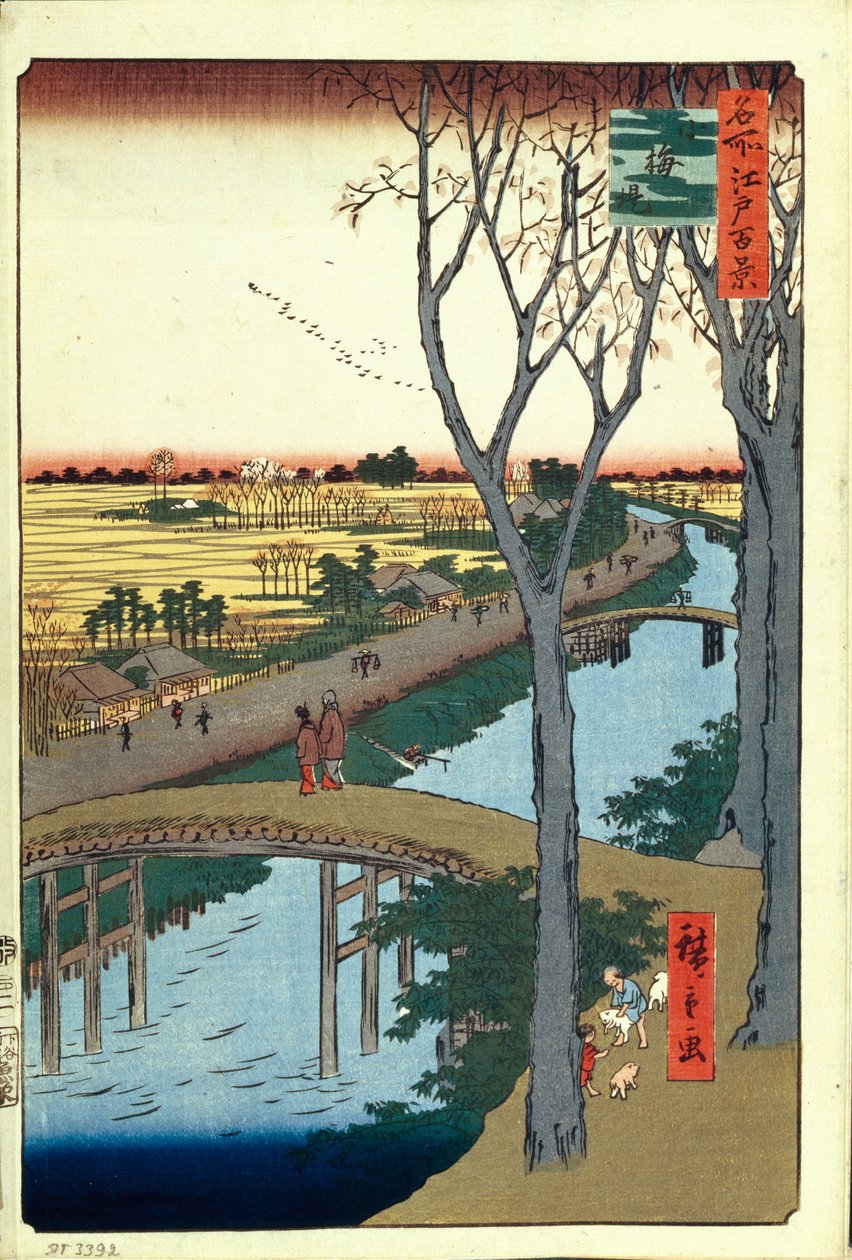 Koume Embankment Hundrede berømte udsigter over Edo, 1856-1858 af Utagawa Hiroshige