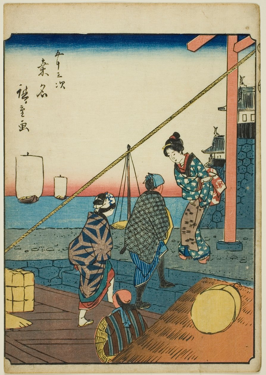 Kuwana, fra seriens "fifty-tre S tachi-lyd "of te urbanity" (Goshuyama næste) ) af Utagawa Hiroshige