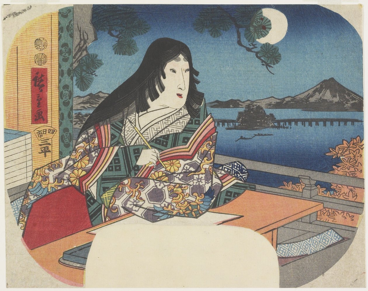 Lady Murasaki i Ishiyamadera-templet, 1847-1848 af Utagawa Hiroshige