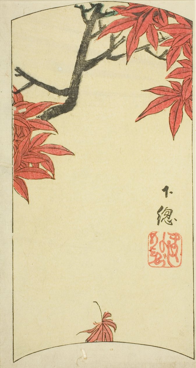 Ahornblade i Shimosa-provinsen (Shimosa, momiji), sektion af ark nr. 7 fra serien "Udskårne billeder af provinserne (Kunizukushi harimaze zue)" af Utagawa Hiroshige