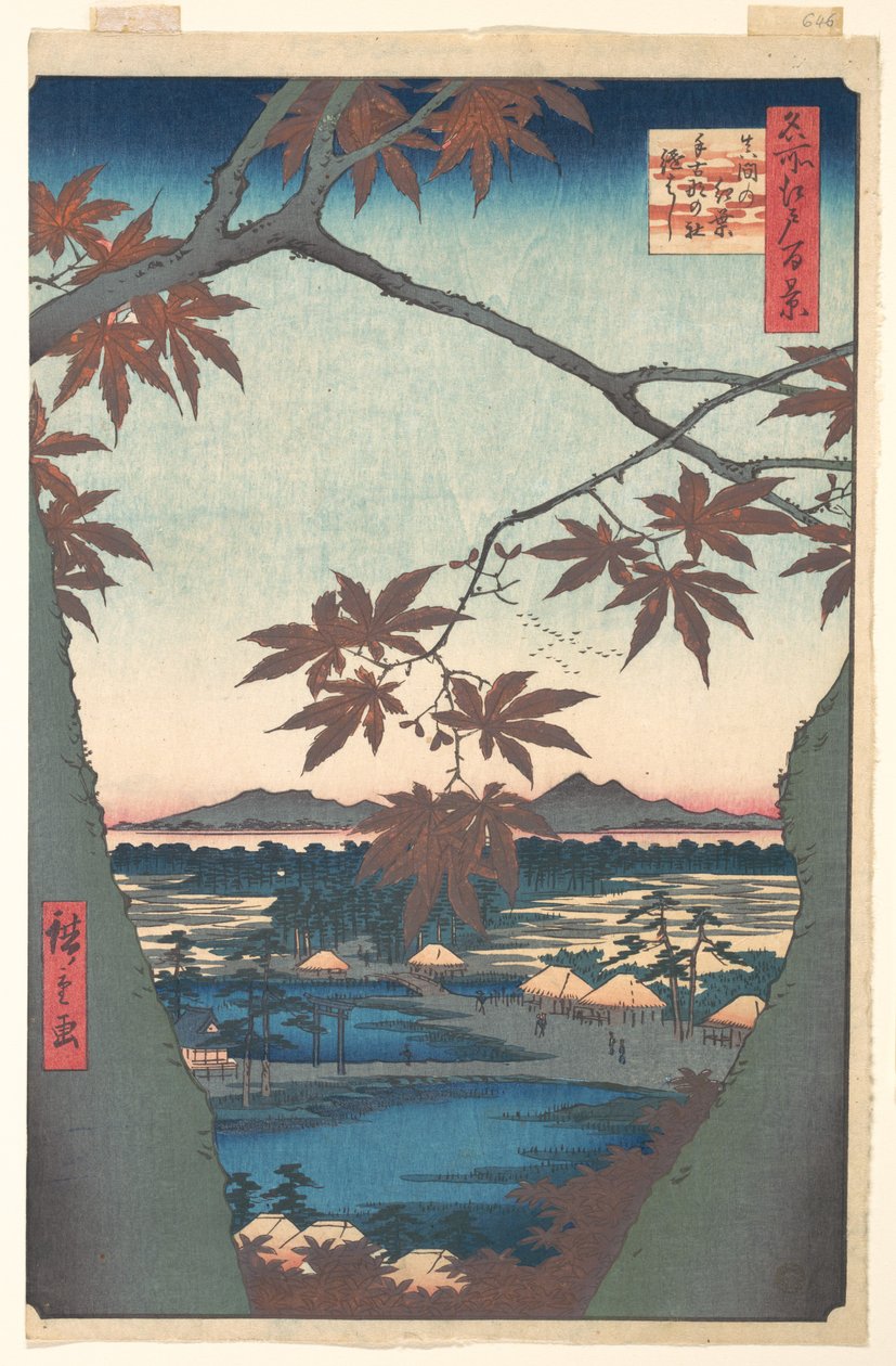 Ahorntræer ved Mama, fra serien »Hundrede berømte udsigter over Edo« af Utagawa Hiroshige