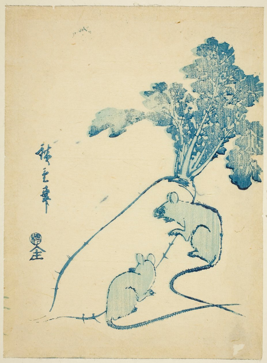 Mus og radise af Utagawa Hiroshige