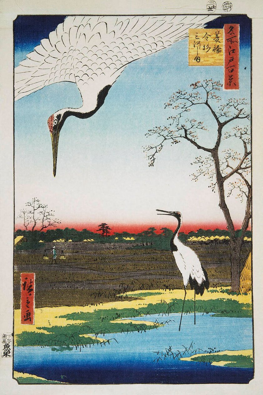 Mikawa Island, Kanasugi og Minowa Hundrede berømte udsigter over Edo, 1856-1 af Utagawa Hiroshige