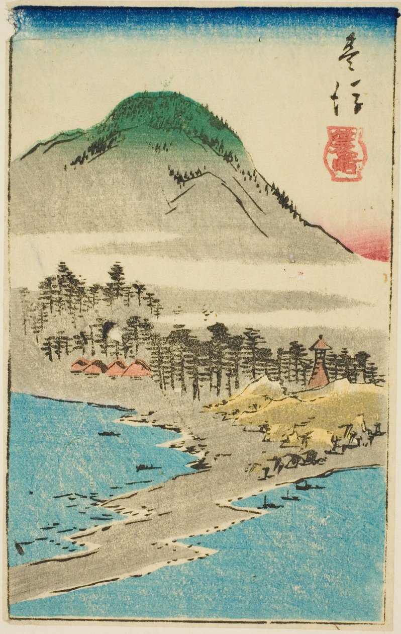 Minosaki i Bungo-provinsen (Bungo, Minosaki), sektion af ark nr. 17 fra serien "Udskårne billeder af provinserne (Kunizukushi harimaze zue)" af Utagawa Hiroshige
