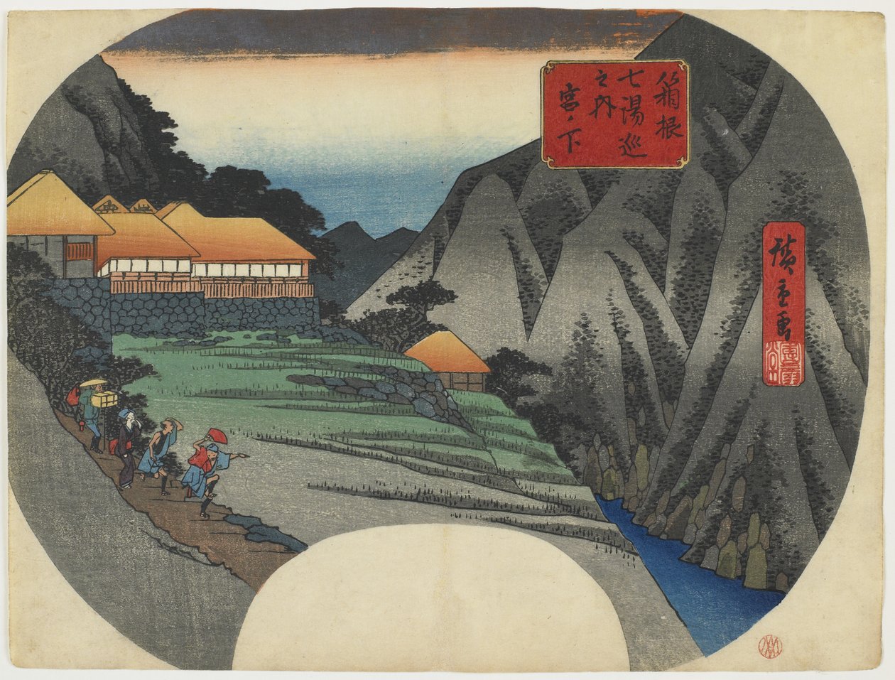 Miyanoshita, 1834-39 (farvetryk i træsnit) af Utagawa Hiroshige