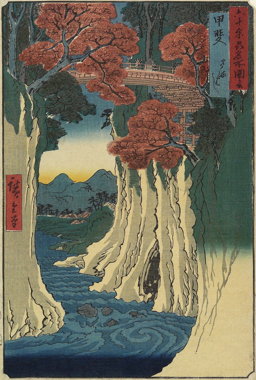 Monkey Bridge, Kai-provinsen, august 1853 af Utagawa Hiroshige