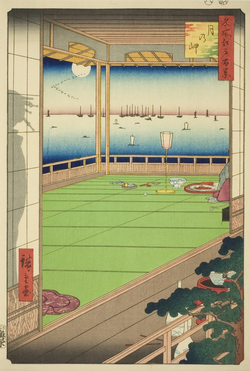 Måneudsigtspunkt (Månekappe), fra te serie højdedrag af Utagawa Hiroshige