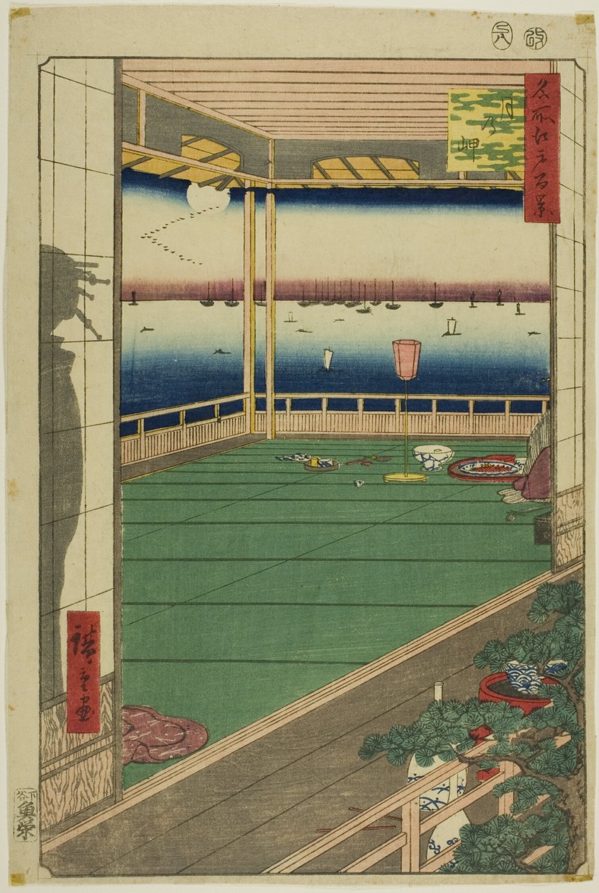 Moon-Viewing Point (Tsuki no misaki), fra serien "Hundrede berømte udsigter over Edo (Meisho Edo hyakkei)" af Utagawa Hiroshige