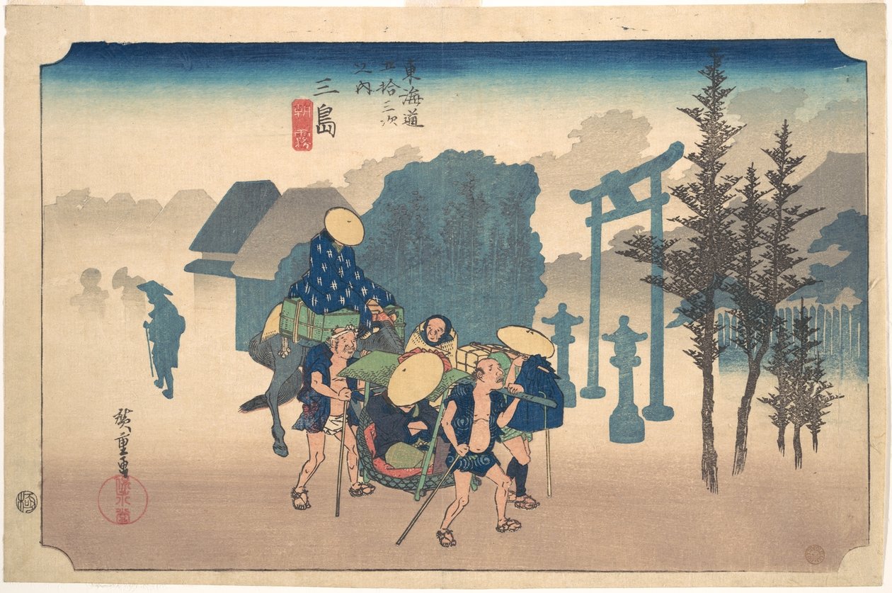 Morgentåge ved Mishima af Utagawa Hiroshige
