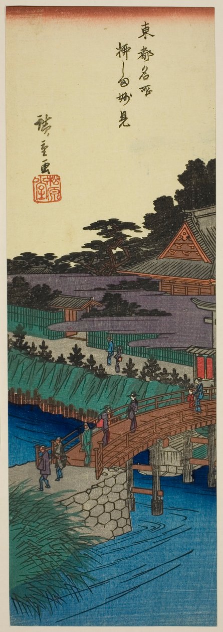 Myoken Temple in Yanagishima (Yanagishima Myoken), from the series "Famous Places in the Eastern Capital (Toto meisho)" af Utagawa Hiroshige