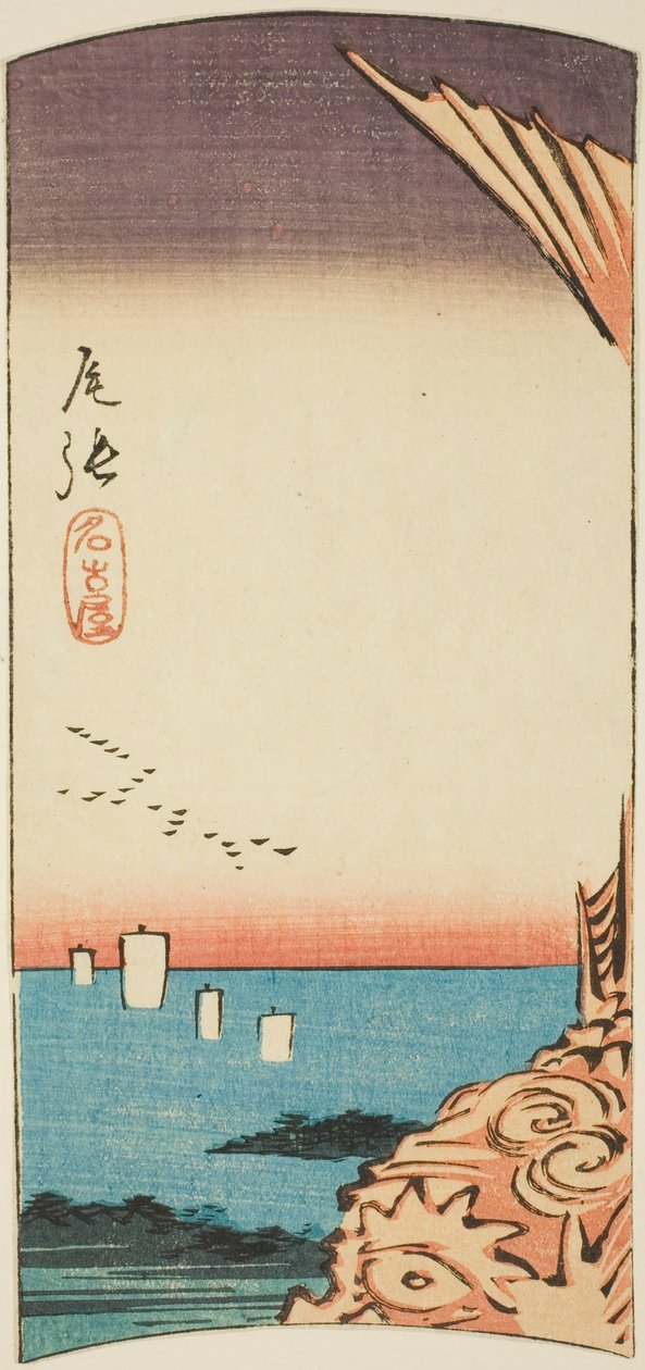 Nagoya i Owari-provinsen, sektion af ark nr. 4 fra serien "Udskårne billeder af provinserne" af Utagawa Hiroshige