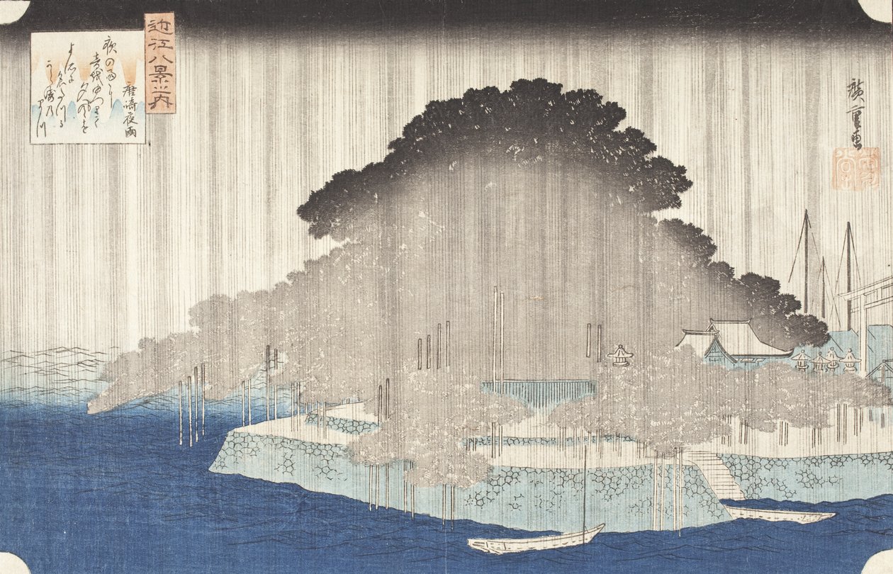 Natregn ved Karasaki af Utagawa Hiroshige