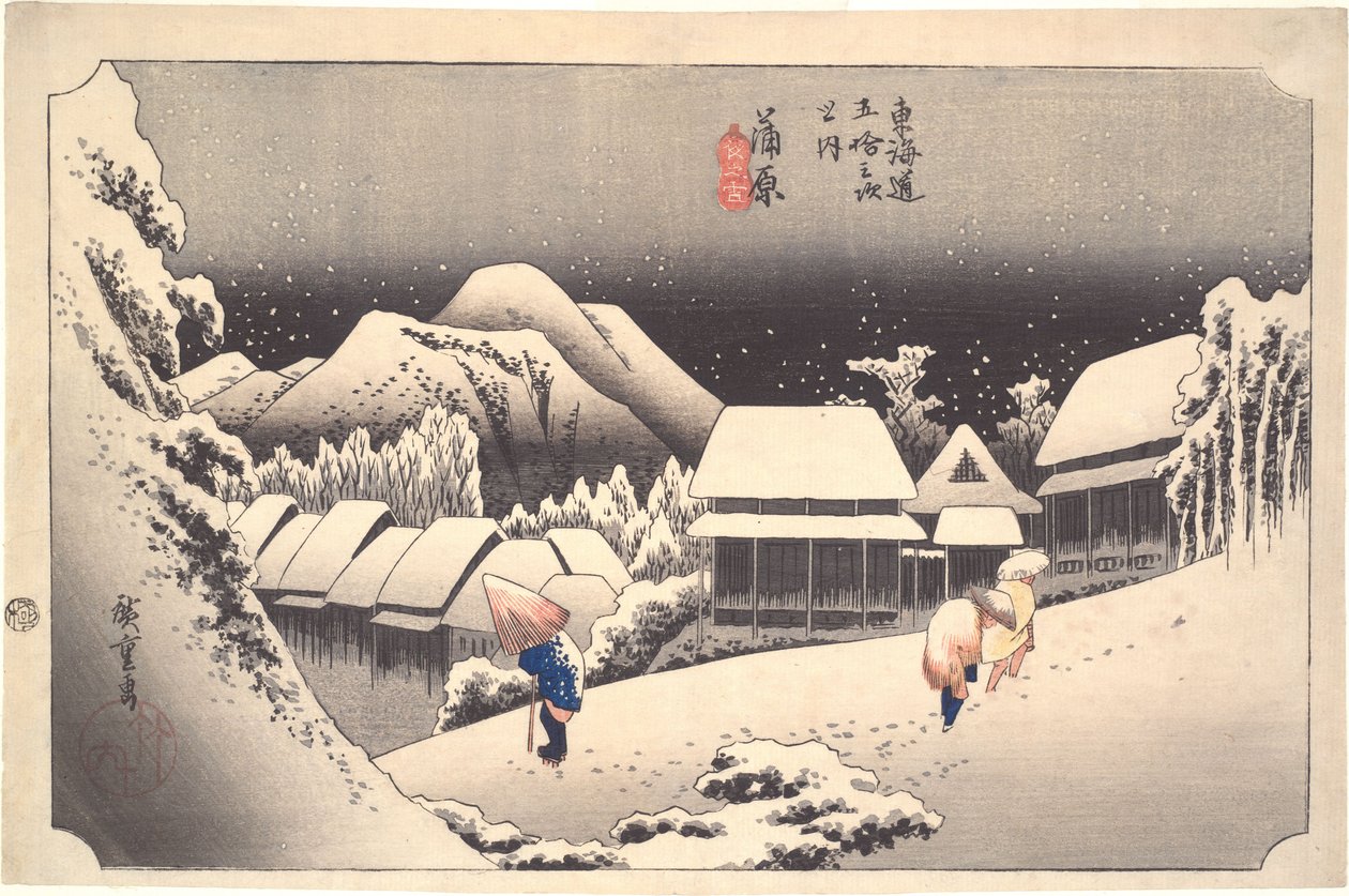 Nattesne i Kanbara, fra serien »De 53 stationer på Tōkaidō« af Utagawa Hiroshige