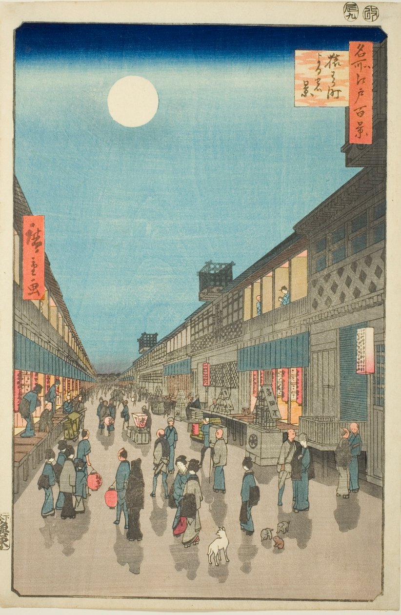 Natudsigt over Salwakar street (Salwakar street night system), fra Te-seriens ridges dre d d d fa net udsigt over Edo (Hundrede berømte udsigter over Edo) af Utagawa Hiroshige