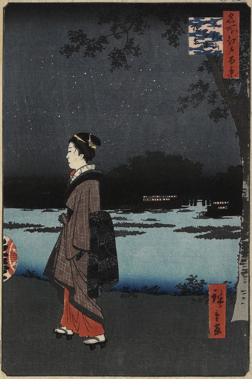 Natudsigt over Sanya-kanalen, Matsuchi Hill, august 1857 af Utagawa Hiroshige