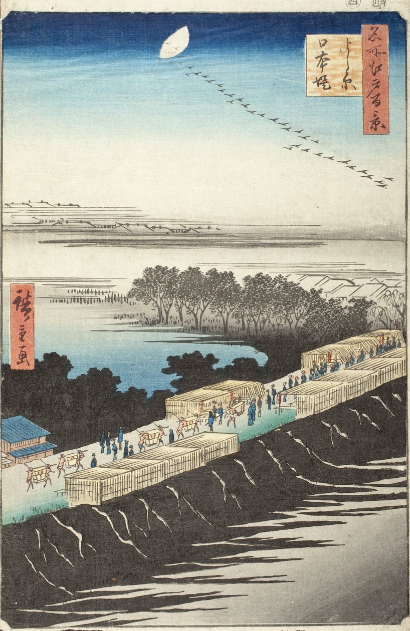 Nihon-dæmningen, Yoshiwara af Utagawa Hiroshige