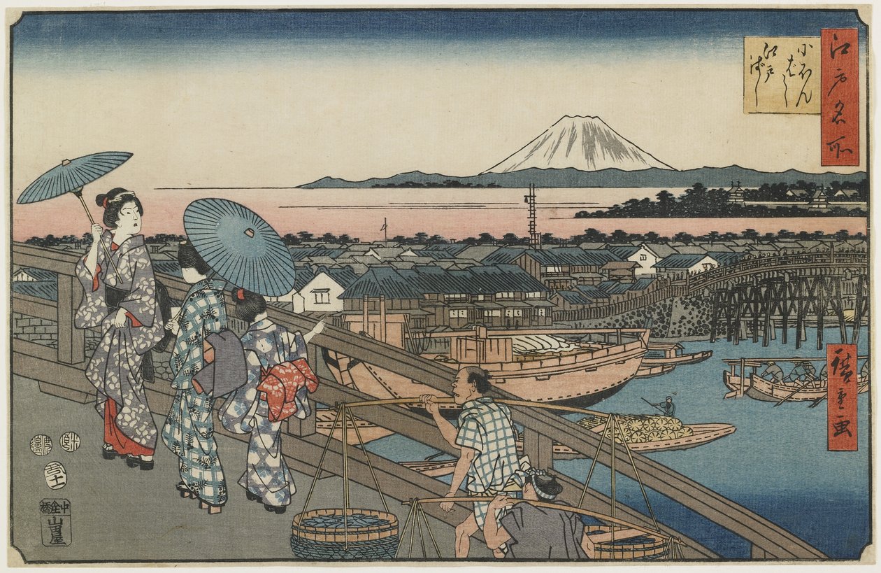 Nihonbashi Bridge og Edo Bridge, november 1853 af Utagawa Hiroshige