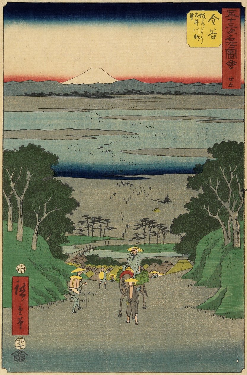 Nr.25 O-i floden, Kanaya, juli 1855 af Utagawa Hiroshige
