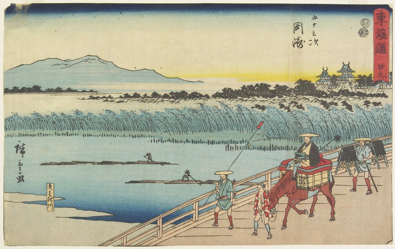 af. 39 Okazaki, 1847-1852 af Utagawa Hiroshige