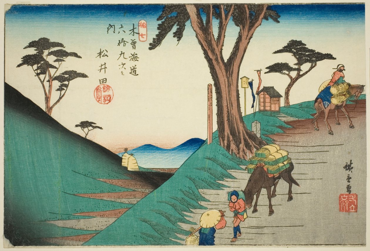 af. 17: Matsuda, fra serien "Shi x ty-nine S ta ons of the kisokaid (kisokaido rokujukyutsugi no uchi)" af Utagawa Hiroshige
