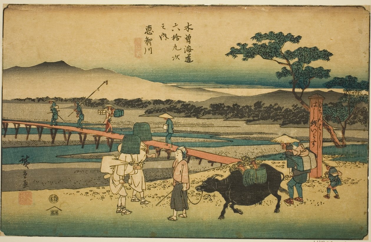 af. 66: Echikawa, fra serien "Shi xty-nine S taion of te kisokaido" af Utagawa Hiroshige