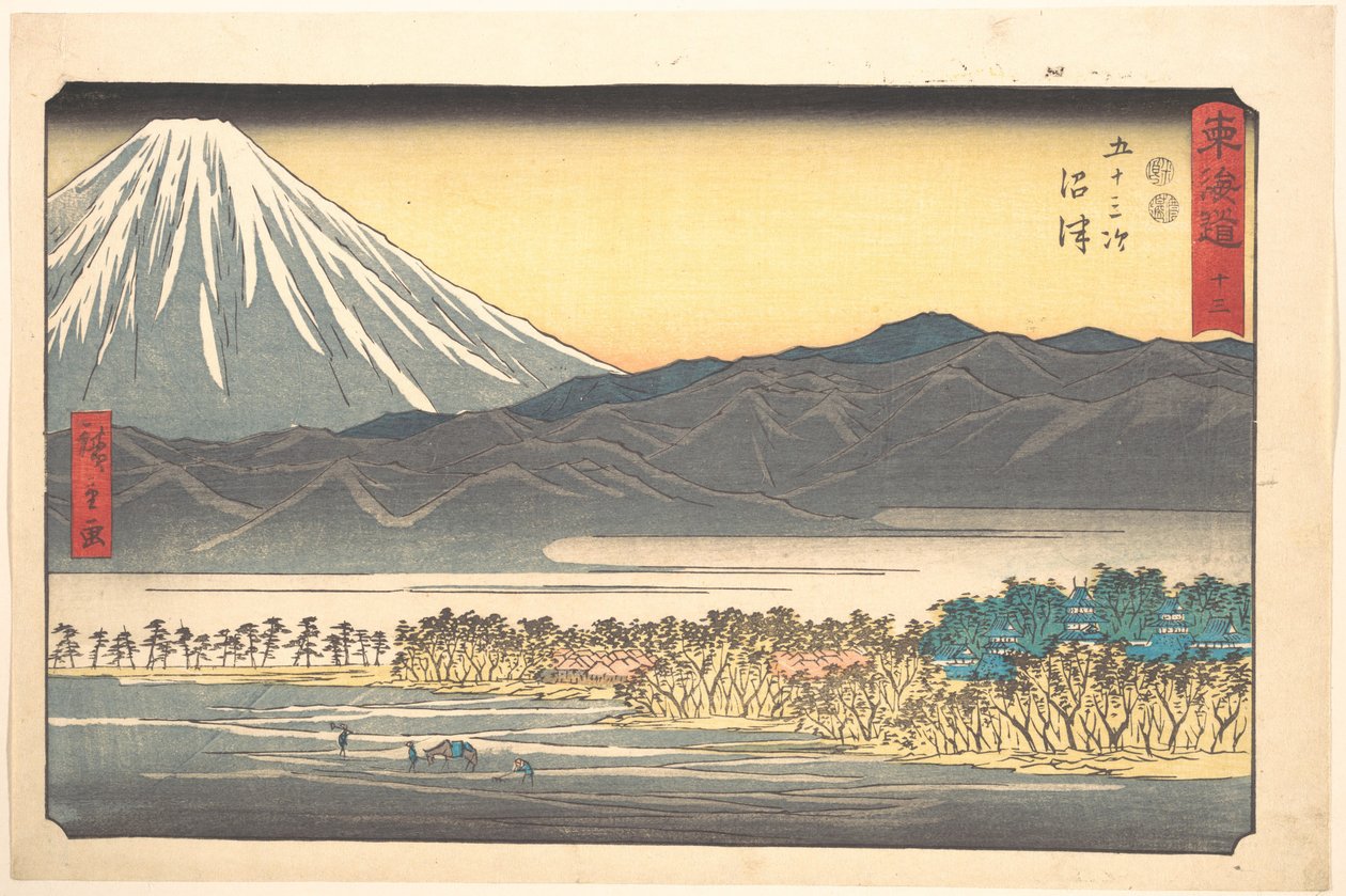 Numazu, nummer 13 fra serien „Tōkaidōs treoghalvtreds stationer (Tōkaidō gojūsan tsugi)“ af Utagawa Hiroshige