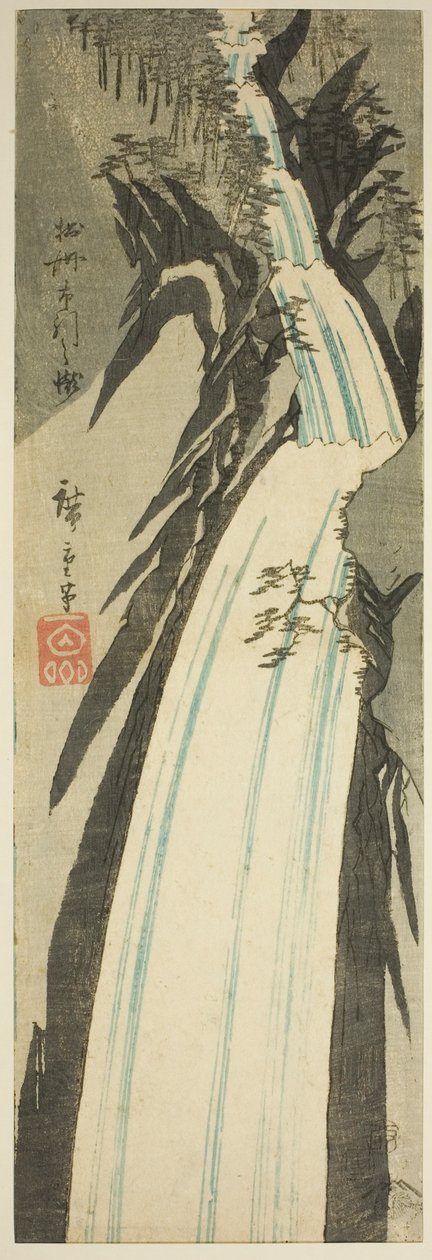 Nunobiki-vandfaldet i Settsu-provinsen (Sesshu Nunobiki no taki), fra en række uden titel af udsigter over provinserne af Utagawa Hiroshige