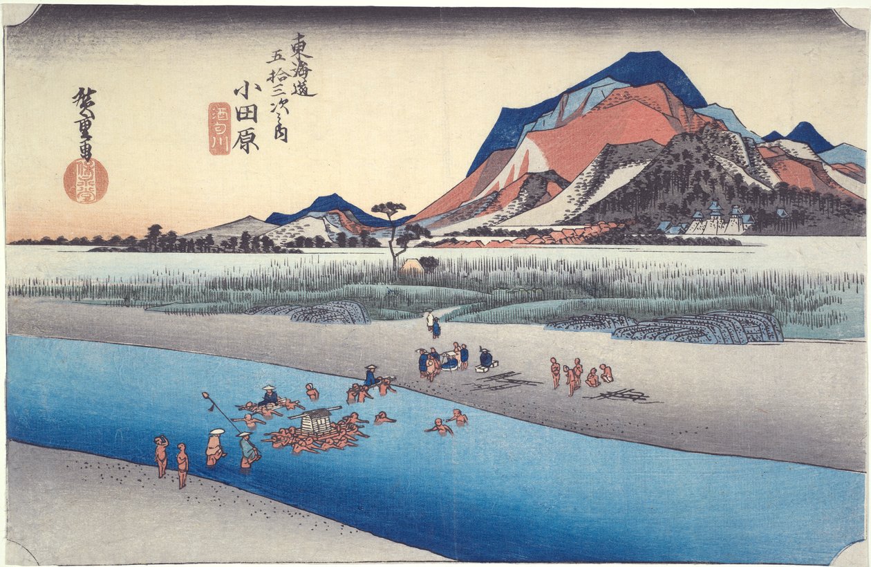 Odawara, Sakawa River, fra serien Fifty-three Stations of the Tokaido af Utagawa Hiroshige