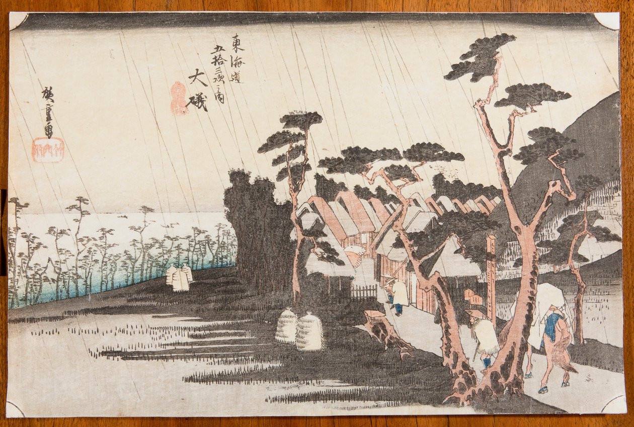 Oiso, tavle 9 i serien: De treoghalvtreds etaper på Tokaido-vejen / Tokaido gojusan zugi no uchi af Utagawa Hiroshige