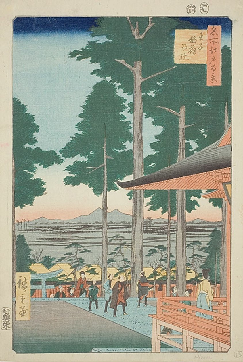 Oji Inari Shrine (Oji Inari no yashiro), nr. 18 fra serien "One Hundred Famous Views of Edo (Meisho Edo hyakkei)" af Utagawa Hiroshige