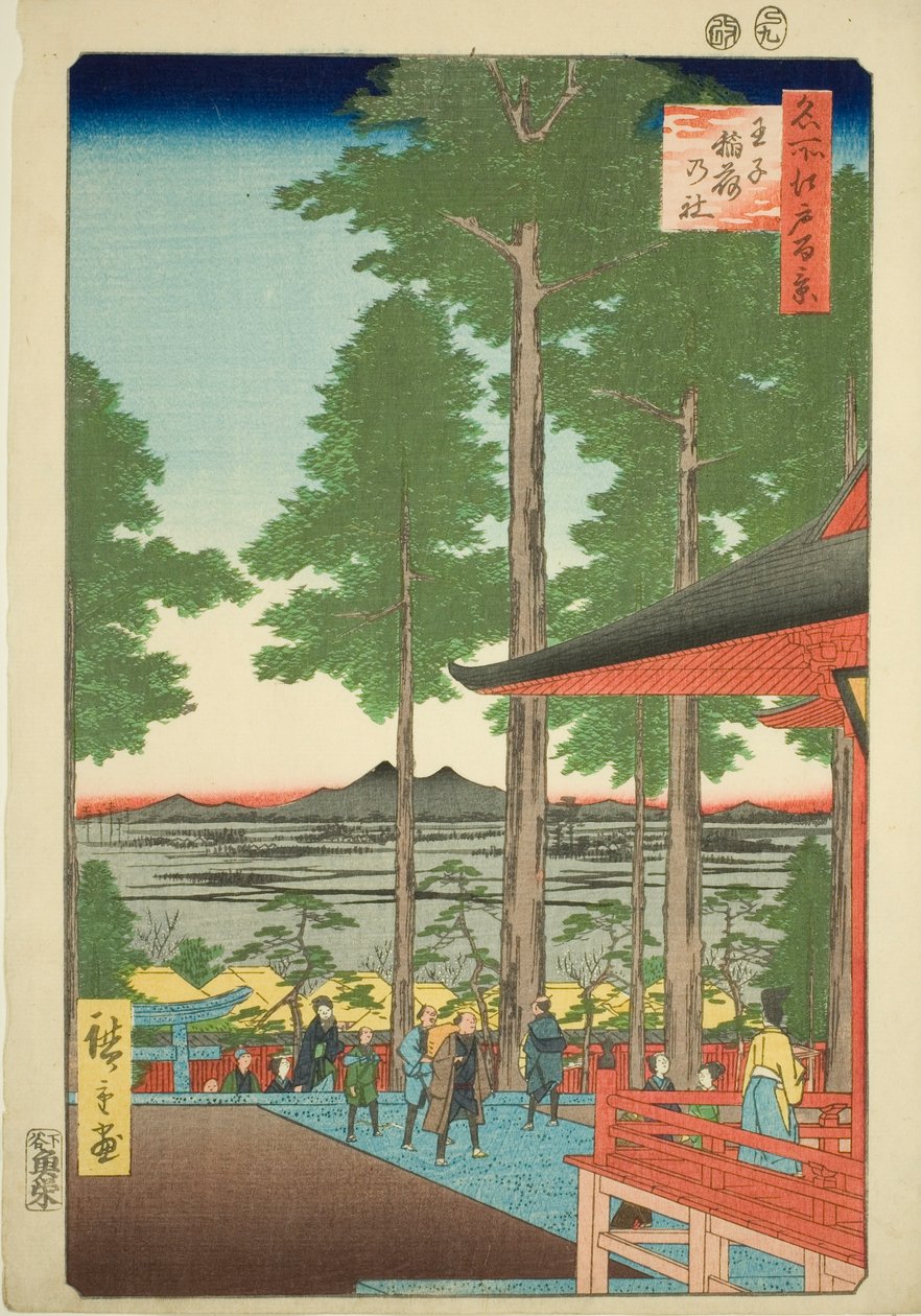 Onkel Inari-helligdommen (onkel Inari no Yashiro), fra Te-serien "Ridge for ridges and nets Views of Edo (One Hundred Famous Views of Edo)" af Utagawa Hiroshige