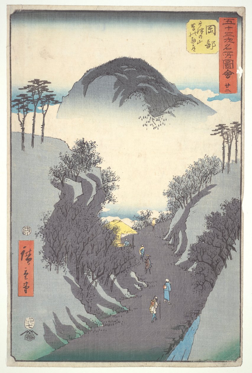 Okabe, Mountain Pass, fra serien Fifty-three Stations of the Tokaido af Utagawa Hiroshige