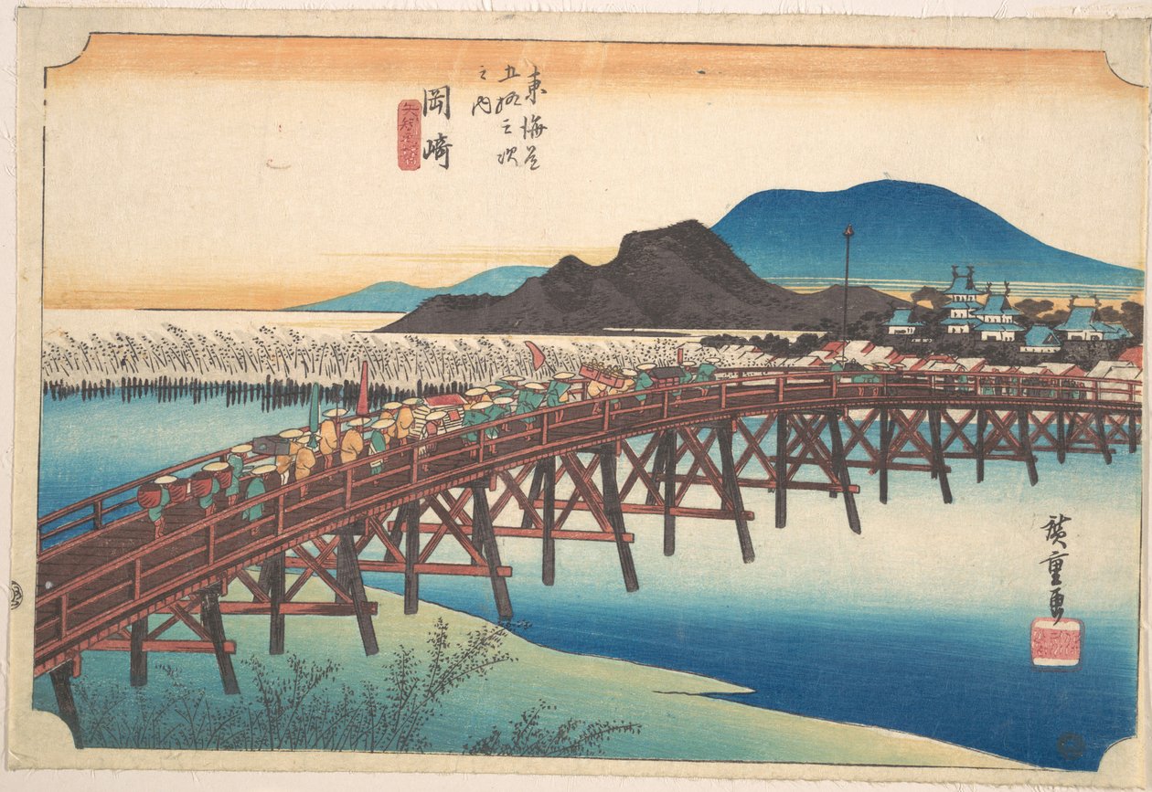Okazaki, Tenshin-broen af Utagawa Hiroshige