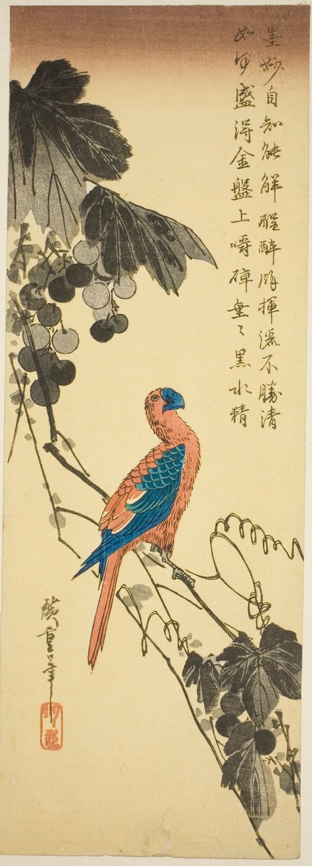 Papegøje på en vinranke af Utagawa Hiroshige