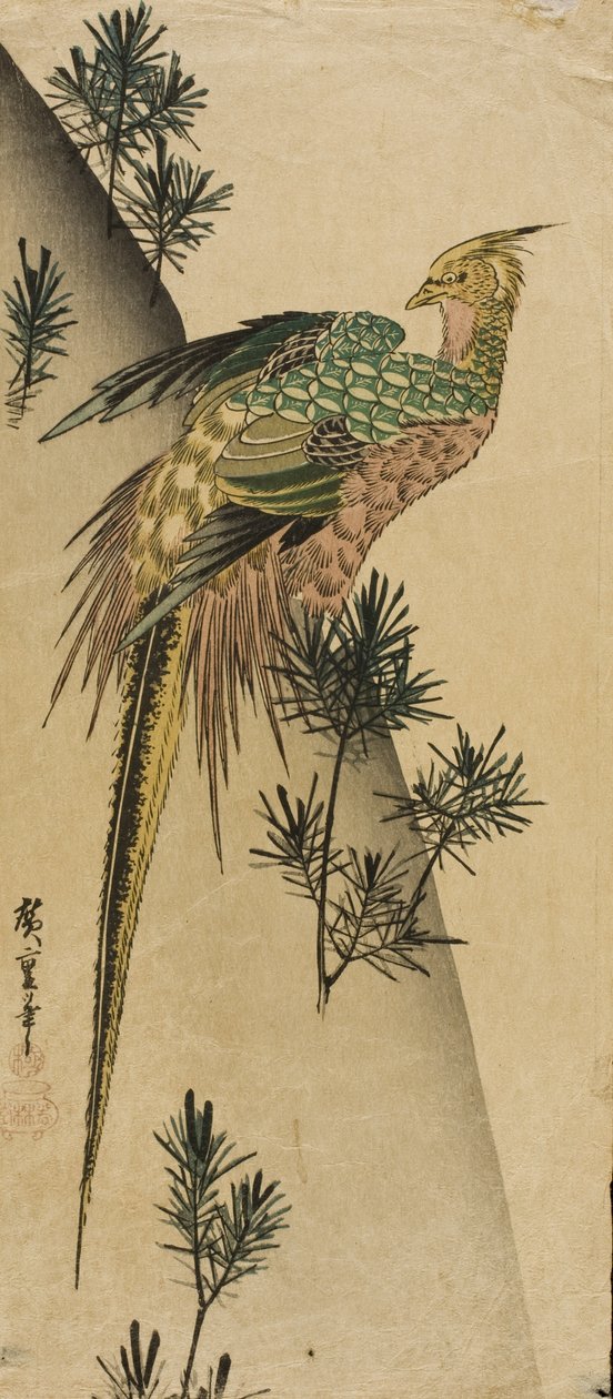 Fasan blandt fyrreskud af Utagawa Hiroshige