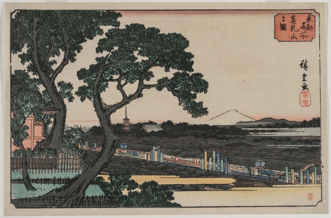Billede af Matsuchiyama, fra serien Famous Places in the Eastern Capital af Utagawa Hiroshige