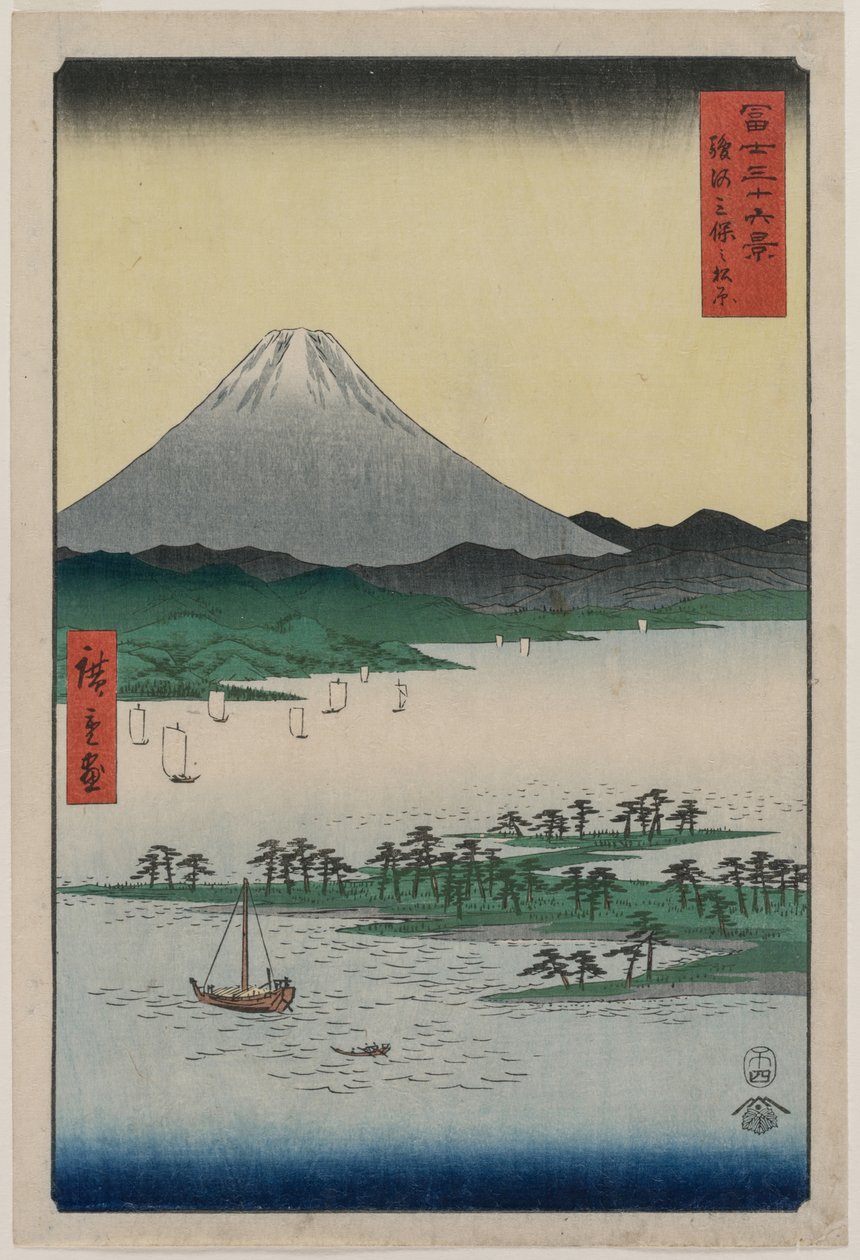Pine Groves of Miho i Suruga, fra serien Thirty-six Views of Mount Fuji af Utagawa Hiroshige