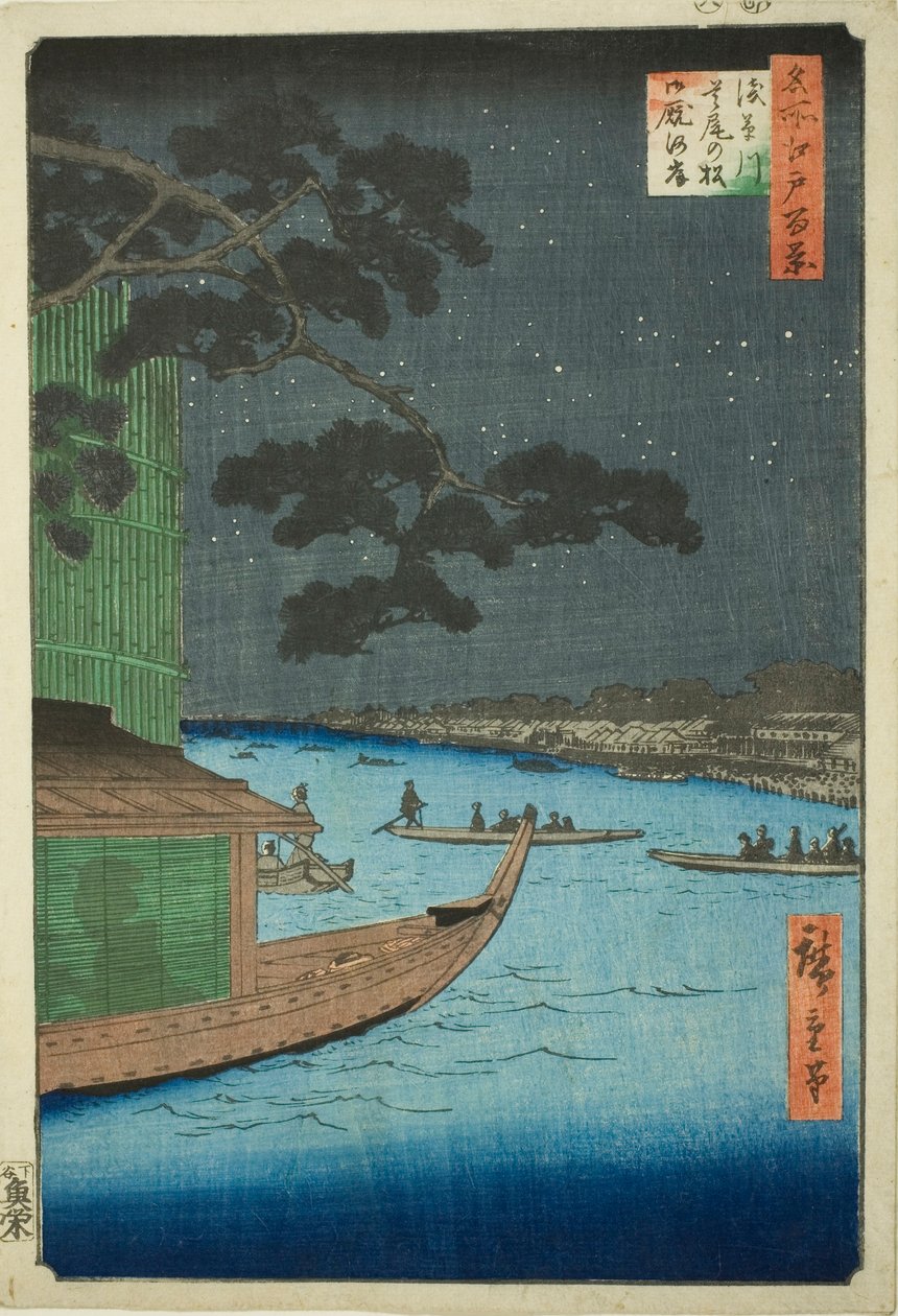 Pine f Sutto s Plan d Mtable, Asakusa River (Asakusa River Defensive Pine Horse og sult), 100 visninger) af Utagawa Hiroshige