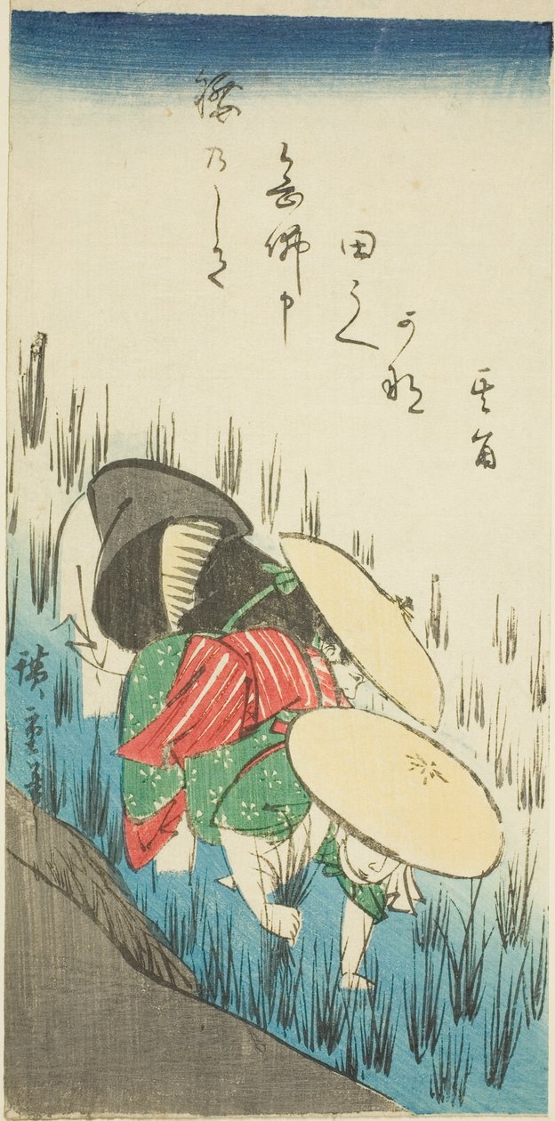 Plantning af ris af Utagawa Hiroshige