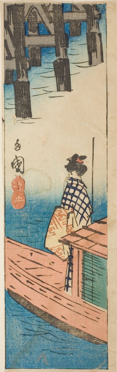Lystbåd ved Ryogoku Bridge (Ryogoku suzumibune), sektion af et ark fra serien "Udskæringer af berømte steder i Edo (Harimaze Koto meisho)" af Utagawa Hiroshige