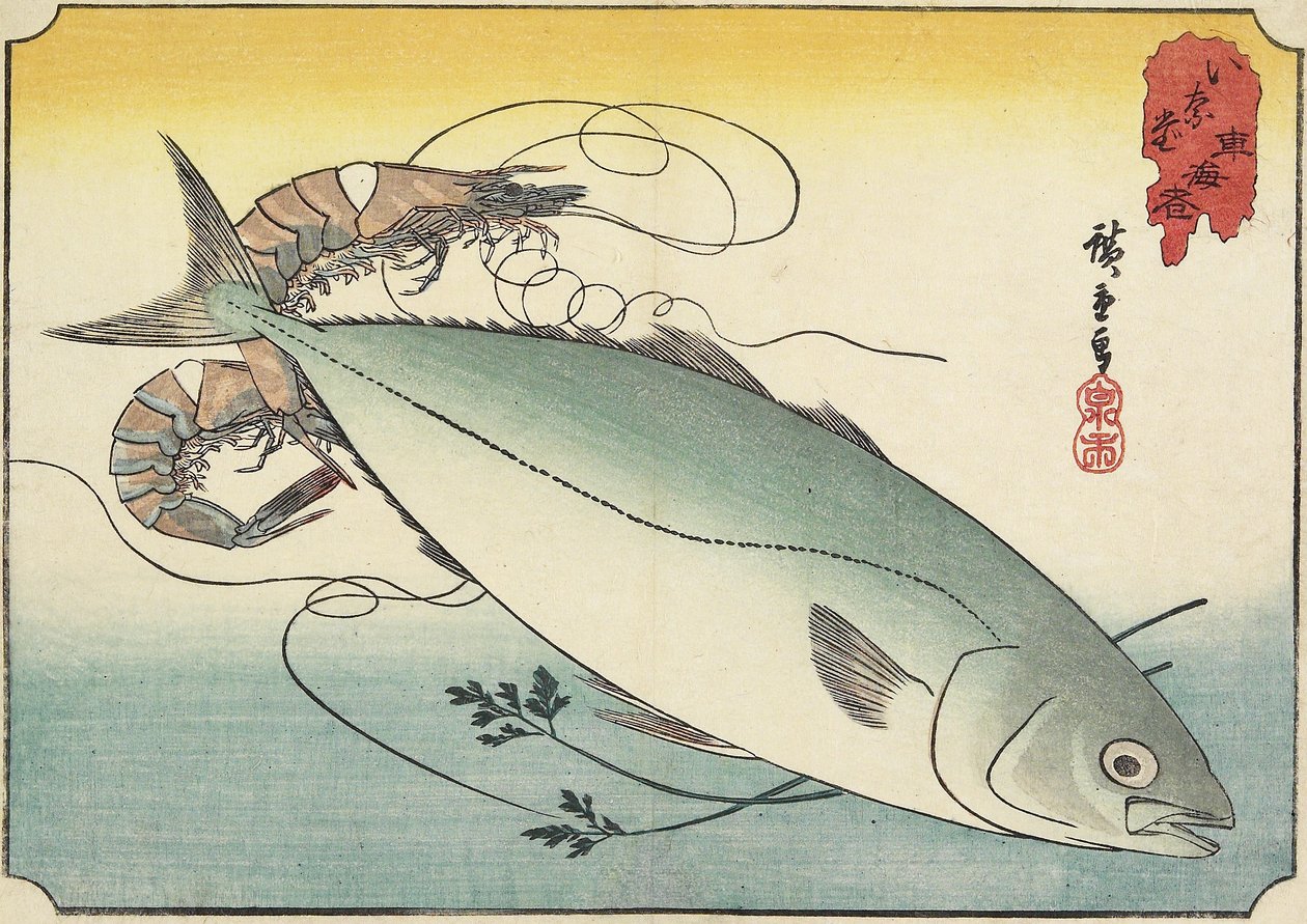 Rejer og gul hale, begyndelsen af det 19. århundrede af Utagawa Hiroshige