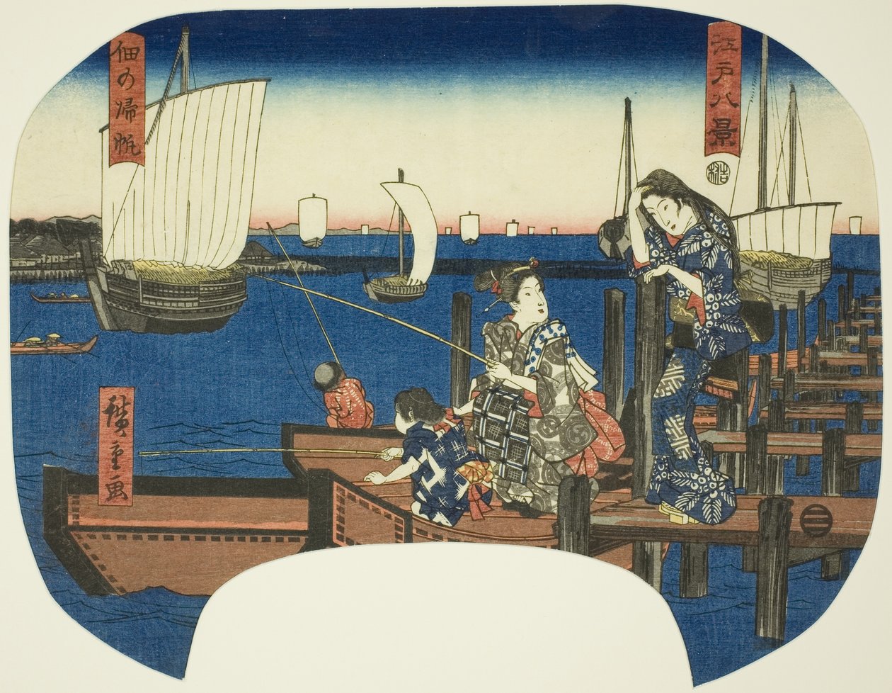 Row r people g igen ls ved Tsukuda (normen for Tsukuda), fra serien af Utagawa Hiroshige