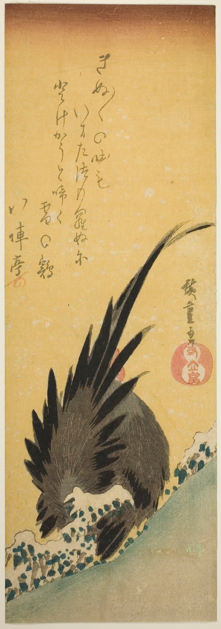 Hane på en bjergskråning om vinteren af Utagawa Hiroshige