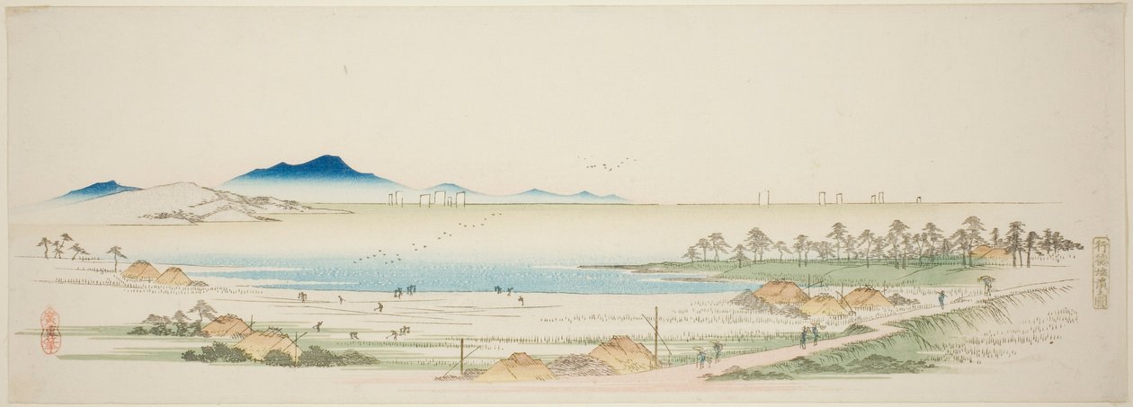 Salt Beach ved Gyotoku (Gyotoku shiohama no zu), fra en række uden titel af berømte udsigter over Edo-forstæderne af Utagawa Hiroshige