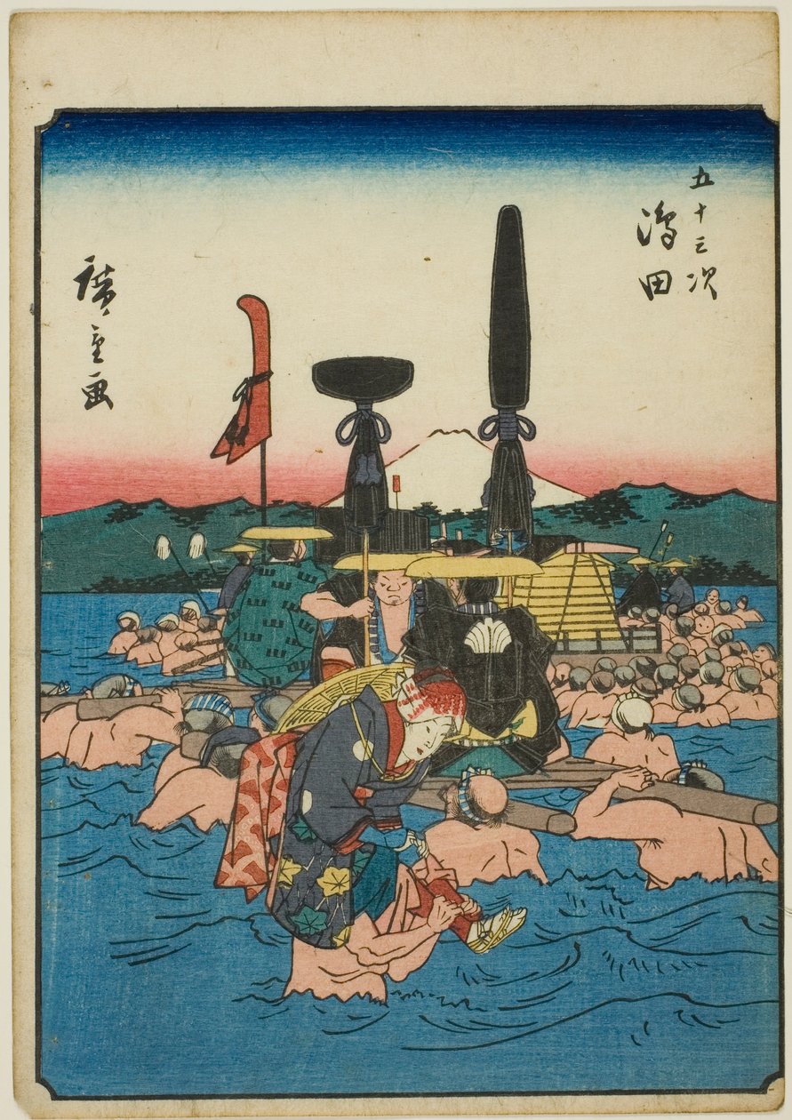 Shimada, fra seriens "fifty-tre S tachi-lyd "of te urbanity" (Goshuyama næste) ) af Utagawa Hiroshige