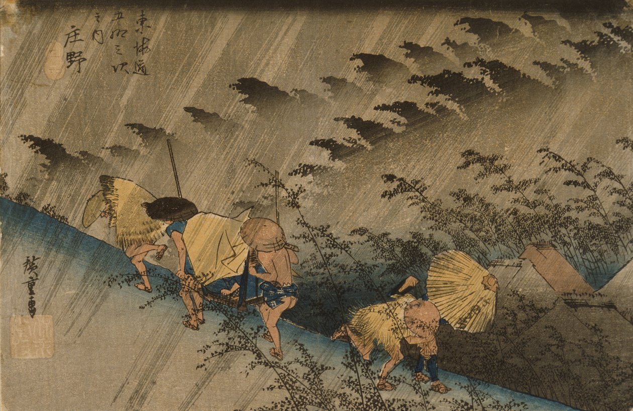 Shōno: Hård regn af Utagawa Hiroshige