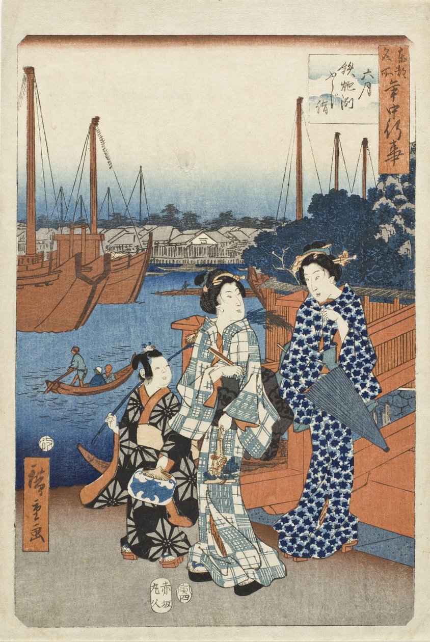 Sjette måned, besøg for at se Fuji, Teppozu af Utagawa Hiroshige