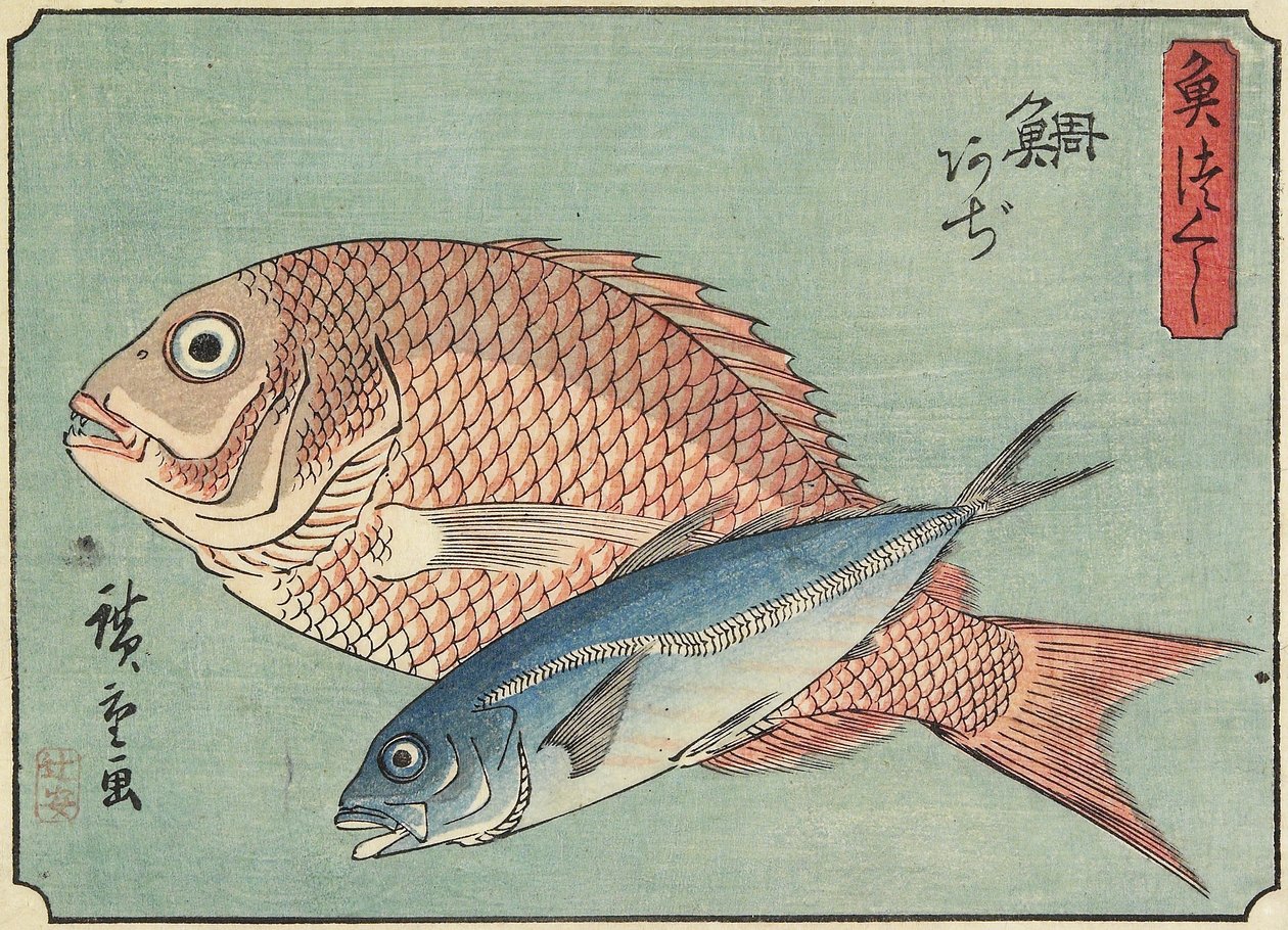 Snapper og hestemakrel, 1830-1844 af Utagawa Hiroshige