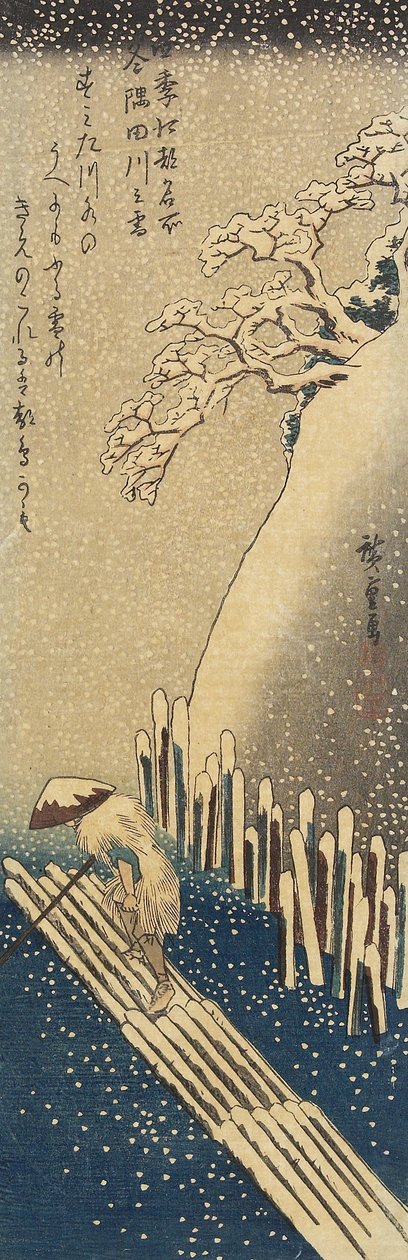 Sne over Sumida-floden, vinter, 1833-1834 af Utagawa Hiroshige